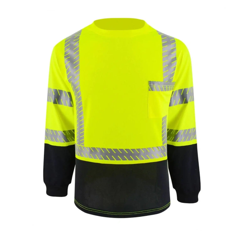 SMASYS Hi Viz Long Sleeve Safety Shirt with Reflective Pocket & Black Bottom SMASYS Store