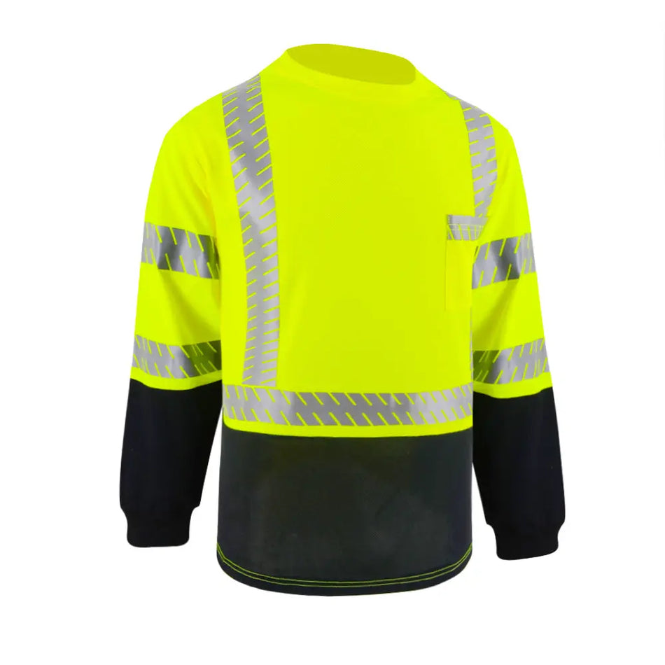 SMASYS Hi Viz Long Sleeve Safety Shirt with Reflective Pocket & Black Bottom SMASYS Store