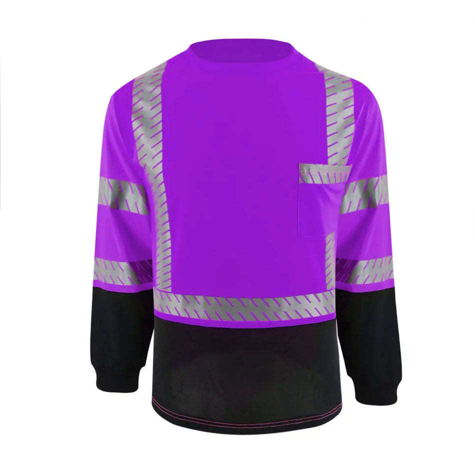SMASYS Hi Viz Long Sleeve Safety Shirt with Reflective Pocket & Black Bottom SMASYS Store