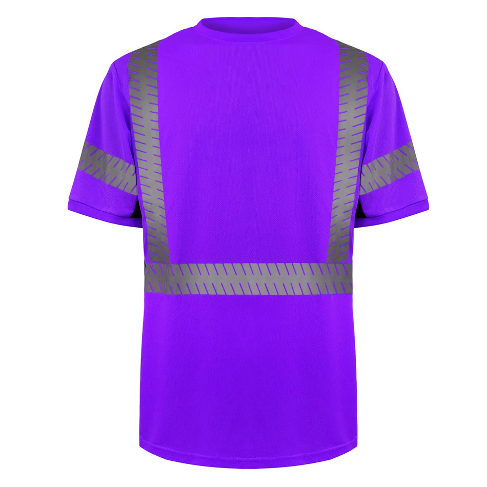 SMASYS Short-sleeve Safety T-Shirt with Silver Slanted Carving Reflective Tape SMASYS Store