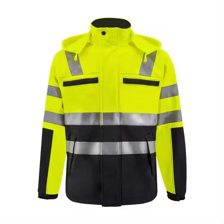 SMASYS High Visibility Waterproof Softshell Safety Jacket with Detachable Hat SMASYS Store
