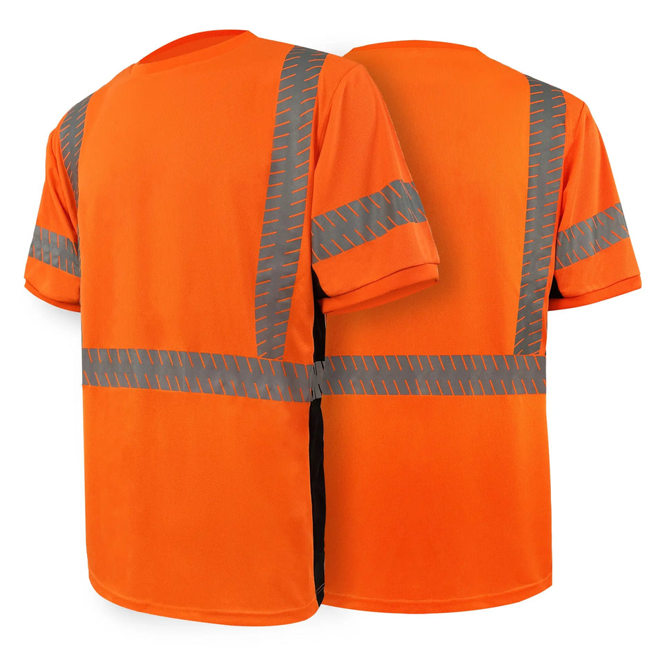 SMASYS Short-sleeve Safety T-Shirt with Silver Slanted Carving Reflective Tape SMASYS Store