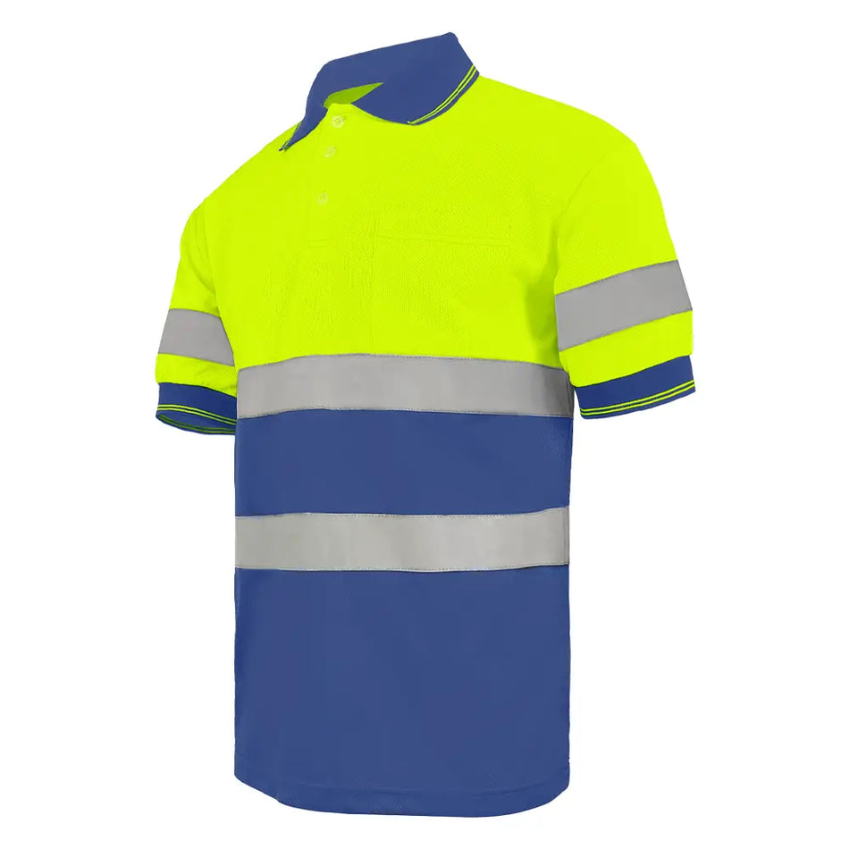 SMASYS Hi Vis Short Sleeve Reflective Polo Shirt, Yellow and Navy SMASYS Store