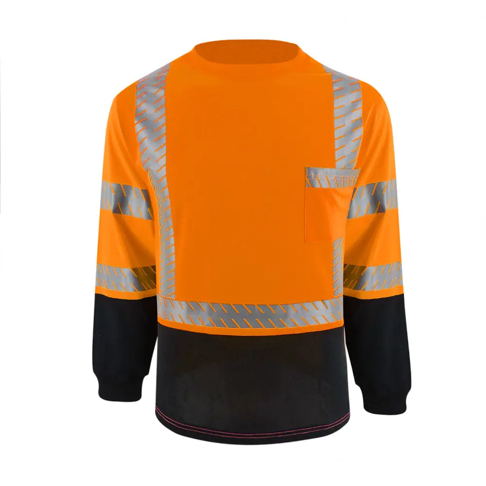 SMASYS Hi Viz Long Sleeve Safety Shirt with Reflective Pocket & Black Bottom SMASYS Store