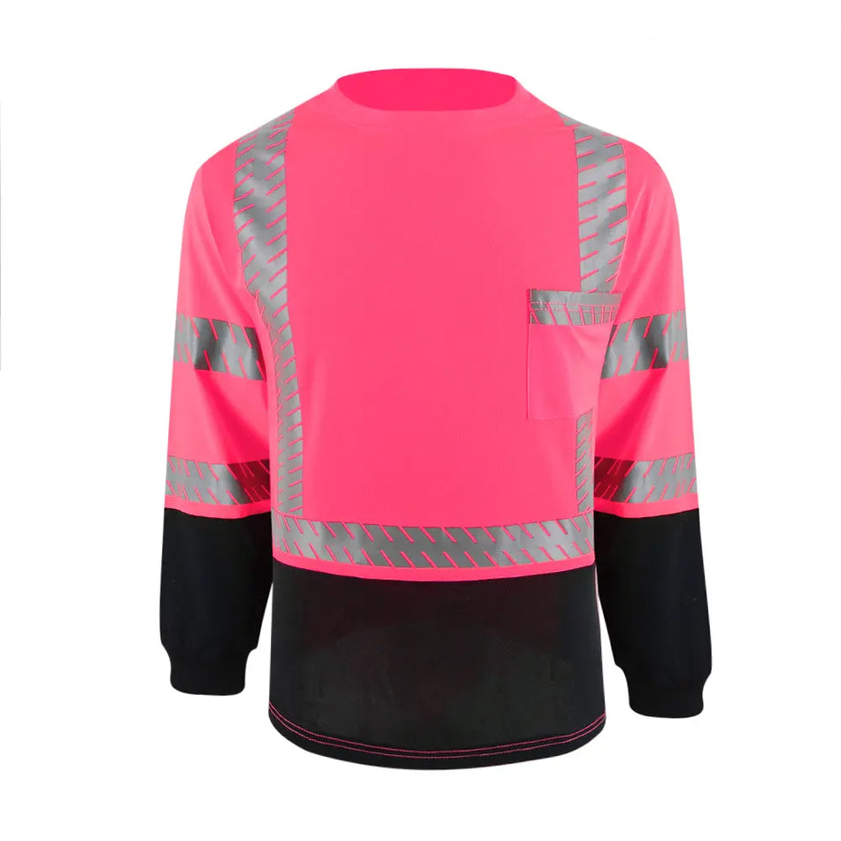 SMASYS Hi Viz Long Sleeve Safety Shirt with Reflective Pocket & Black Bottom SMASYS Store