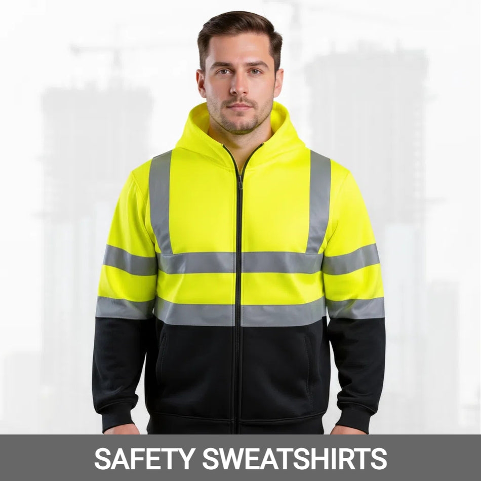 high-visibility safety sweatshirt with reflective stripes